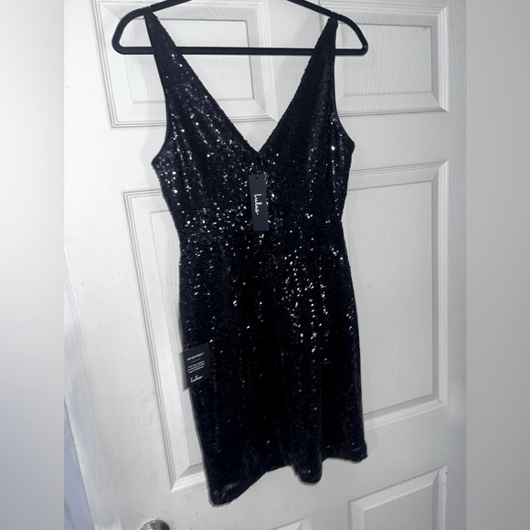 Elegant Black Sequin Dress  Lulu’s Champagne Showers Black Sequin Bodycon Dress - Picture 2 of 6